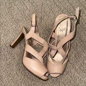 Impo Tan Chunky Heel Sandals with Ankle Strap